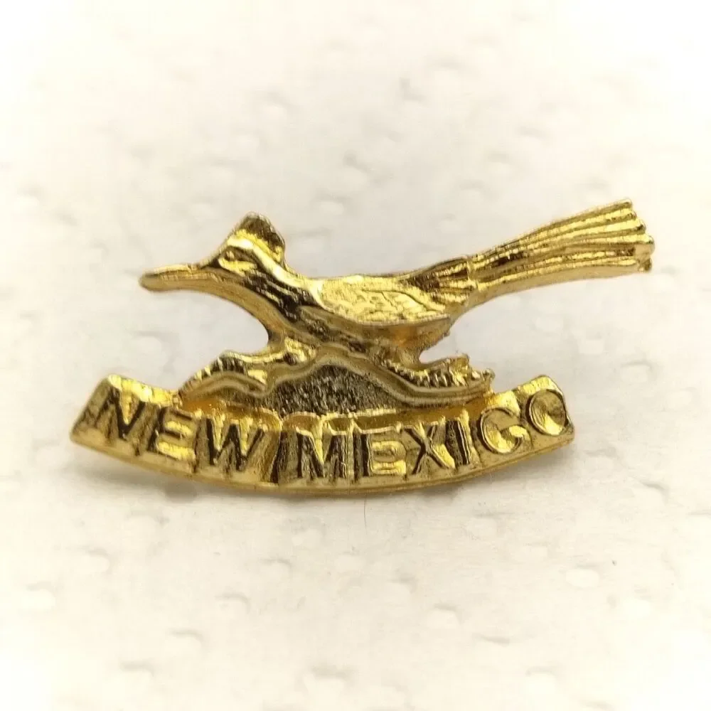 New Mexico Roadrunner Pinback Brooch State Bird Gold Tone Lapel Pin